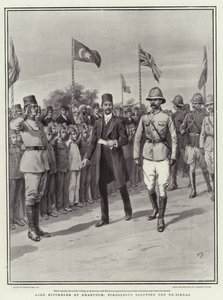 Lord Kitchener Khartoumban, iskolás fiúk tisztelegnek az ex-Sirdar előtt
